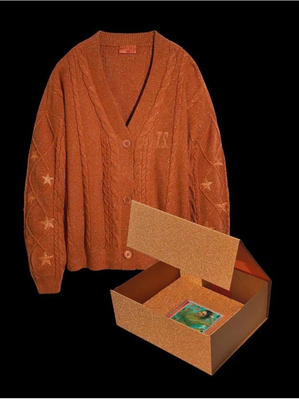 XS/S Taylor Swift The Life of a Showgirl Cable-Knit Cardigan & CD set